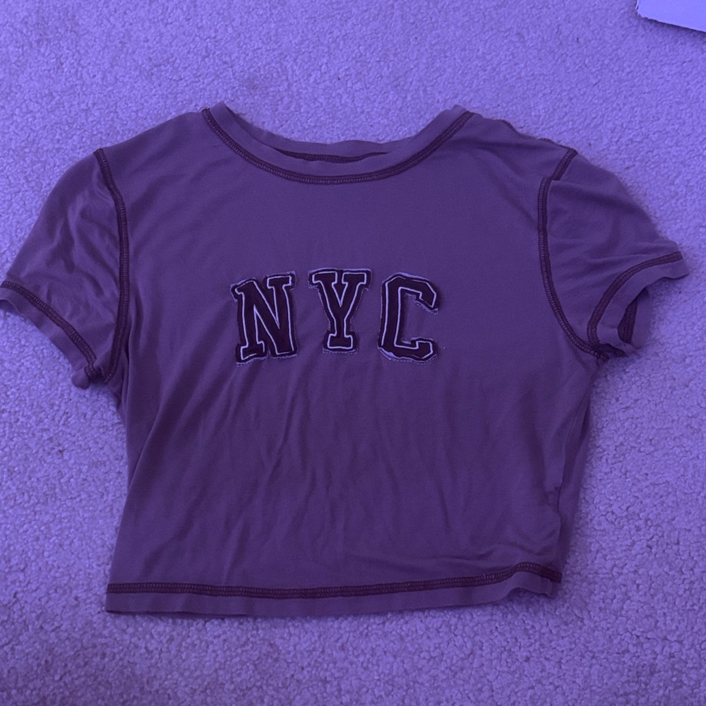 brown NYC Graphic Crop Top